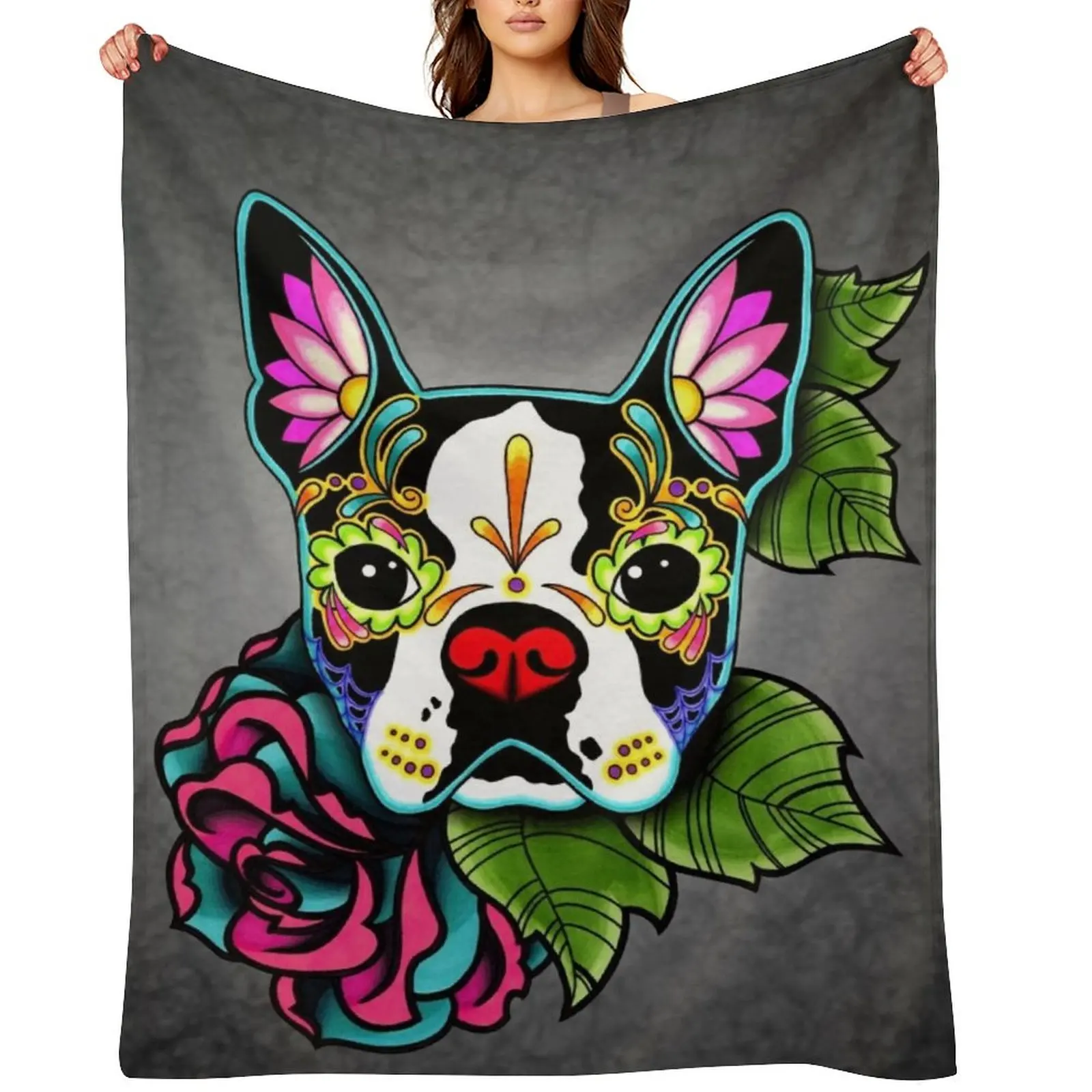 Boston Terrier in Black - Day of the Dead Sugar Skull Dog Throw Blanket sofa bed Sofa Winter beds Comforter Blankets
Boston Terrier in Black - Day of the Dead Sugar Skull Dog Throw Blanket sofa bed Sofa Winter beds Comforter Blankets