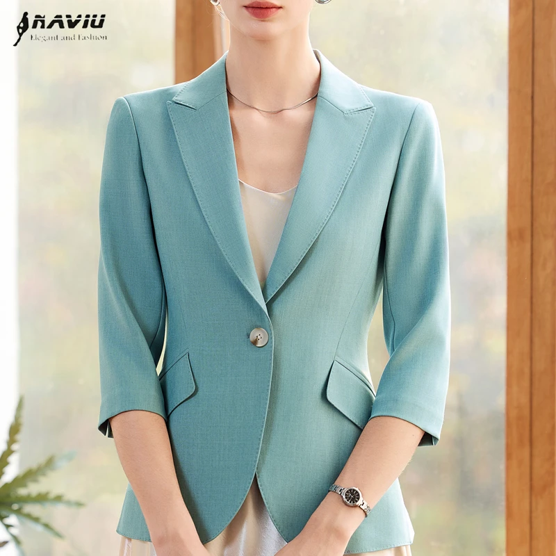 NAVIU Fashion Spring Summer Blue Blazer Women Jacket Half Sleeve Office Lady Outerwear Work Wear Female Business Clothes Elegant
NAVIU Fashion Spring Summer Blue Blazer Women Jacket Half Sleeve Office Lady Outerwear Work Wear Female Business Clothes Elegant