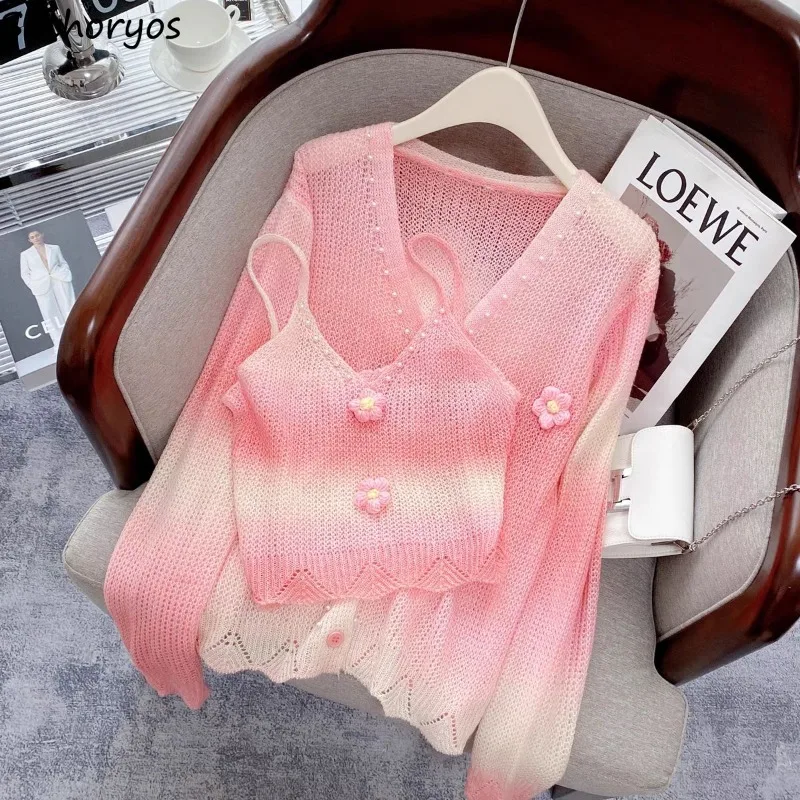Camisole Sets Women Hollow Out Pearls All-match Daily Leisure Ins Creativity Lovely Special Korean Style Spring Charming Flowers
Camisole Sets Women Hollow Out Pearls All-match Daily Leisure Ins Creativity Lovely Special Korean Style Spring Charming Flowers