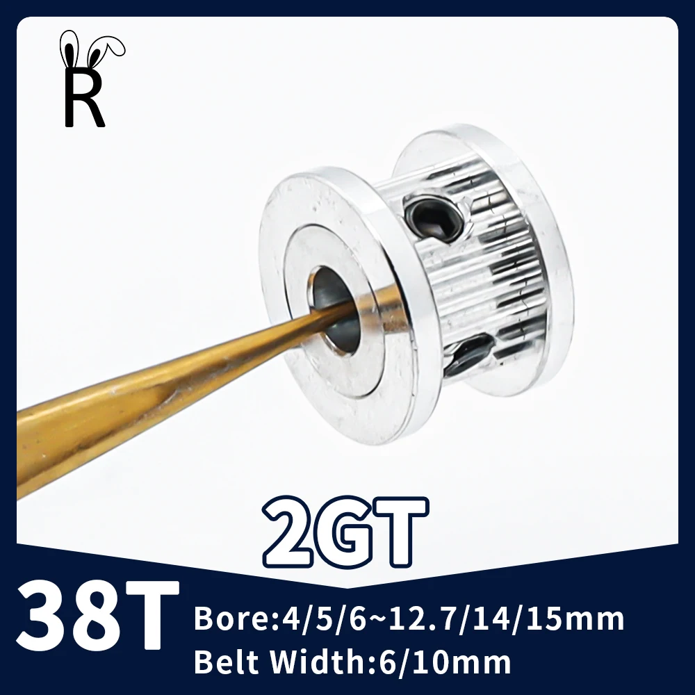 38T Teeth GT2 Idler Tensioning Wheels Bore 4/5/6~14/15mm Synchronous Pulley Belt Width 6/10mm 3D Printer Parts 2GT Timing Pulley
38T Teeth GT2 Idler Tensioning Wheels Bore 4/5/6~14/15mm Synchronous Pulley Belt Width 6/10mm 3D Printer Parts 2GT Timing Pulley