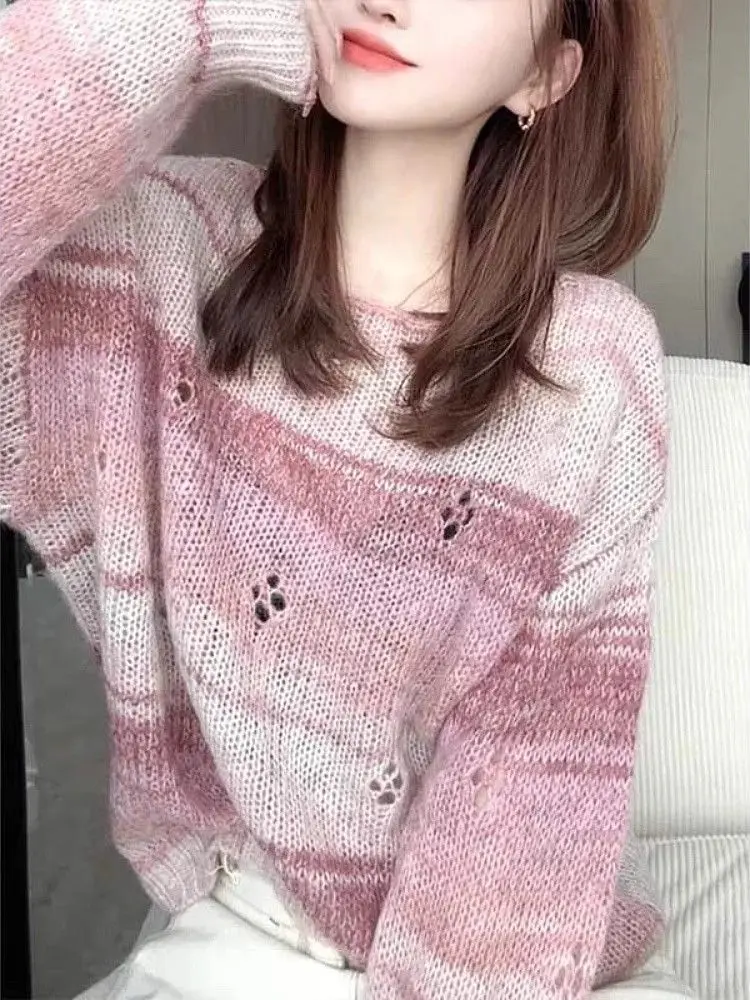 Korea 2024 New Autumn And Winter Hot Style Soft Waxy Pink Hollow Sweater Women'S Lazy Style Long-Sleeved Sweater Thin Top
Korea 2024 New Autumn And Winter Hot Style Soft Waxy Pink Hollow Sweater Women'S Lazy Style Long-Sleeved Sweater Thin Top