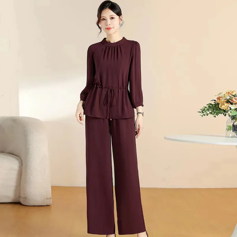 Middle Aged Women Stand Collar Drawstring Waist 3/4 Sleeve Two Piece Set Loose Thin Casual Summer Outfit
Middle Aged Women Stand Collar Drawstring Waist 3/4 Sleeve Two Piece Set Loose Thin Casual Summer Outfit