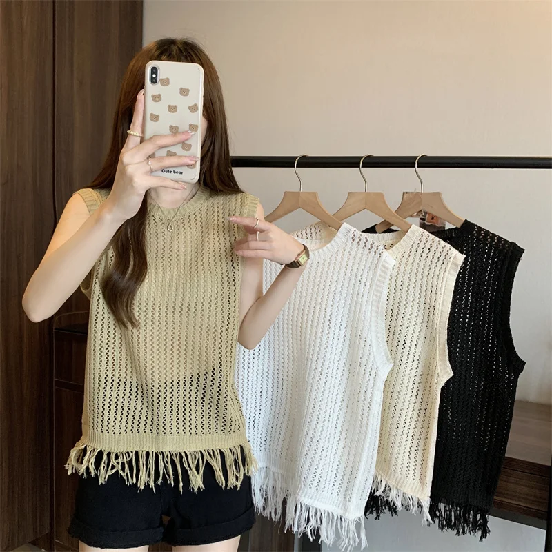Women's Short Sleeve Knitted Vest Summer New Style Loose Fit Oversize Cover up Slimming Sleeveless Top Street Style Pure Color
Women's Short Sleeve Knitted Vest Summer New Style Loose Fit Oversize Cover up Slimming Sleeveless Top Street Style Pure Color