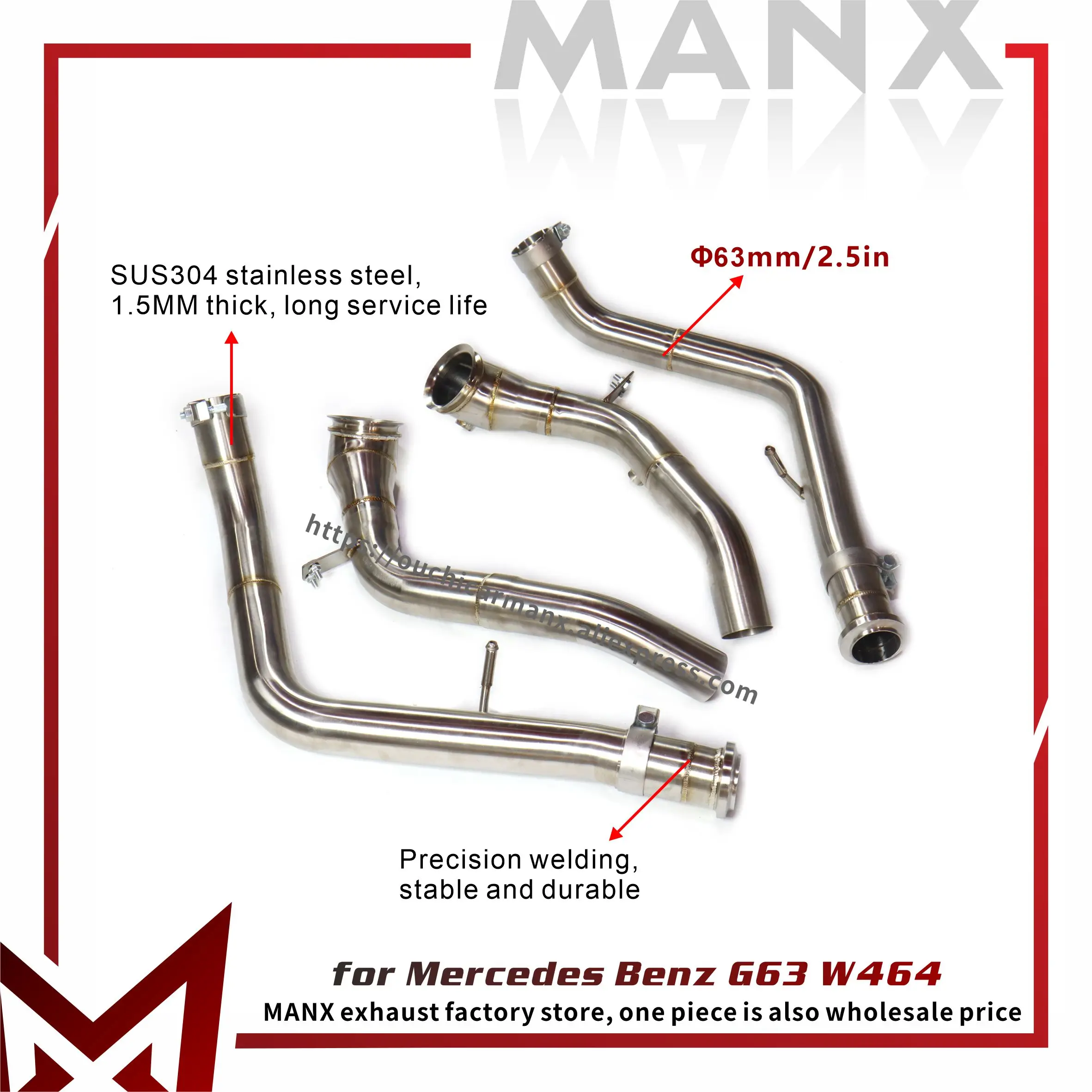 MANX Downpipe for Mercedes Benz G63 W464 Race-Optimized SUS304 Exhaust system 50% More Airflow
MANX Downpipe for Mercedes Benz G63 W464 Race-Optimized SUS304 Exhaust system 50% More Airflow