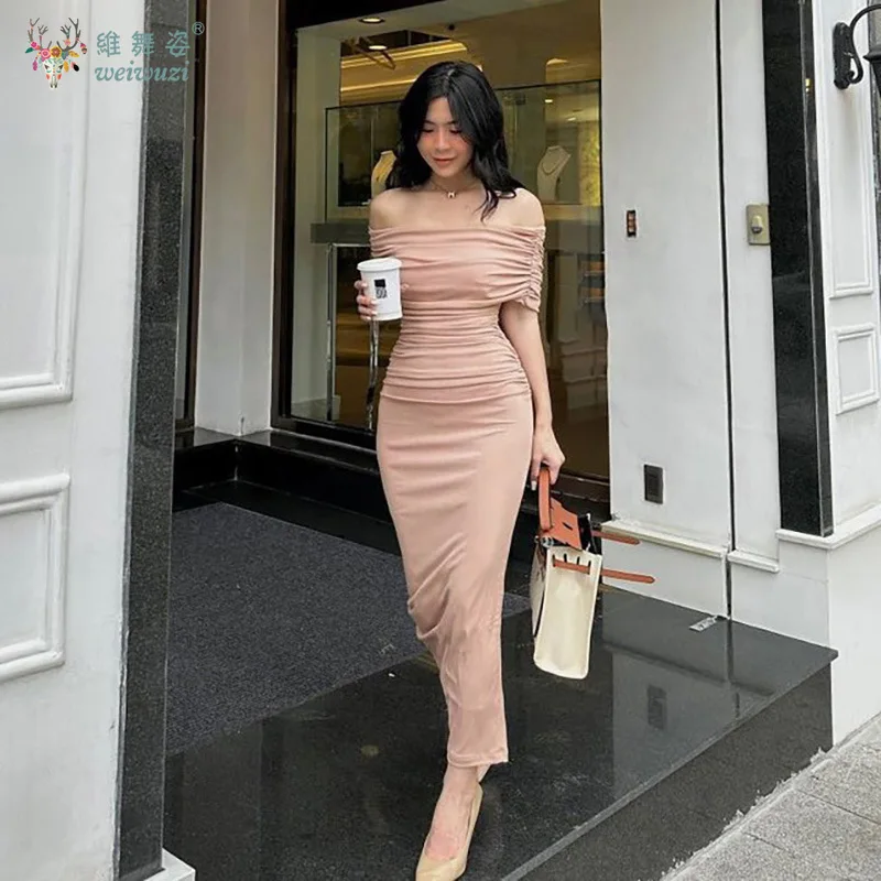 Korean Style Minimalist One Neck Pleated Off Shoulder Evening Dress with Sexy Slit Slim Fit Small Party Evening Dresses
Korean Style Minimalist One Neck Pleated Off Shoulder Evening Dress with Sexy Slit Slim Fit Small Party Evening Dresses