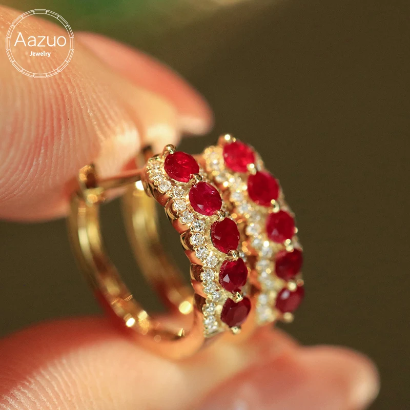 Aazuo Fine Jewelry 18k Yellow Gold Natural Ruby Real Diamond Tennis Round Hook Earrings Gifted For Girls & Woman Birthday Party
Aazuo Fine Jewelry 18k Yellow Gold Natural Ruby Real Diamond Tennis Round Hook Earrings Gifted For Girls & Woman Birthday Party