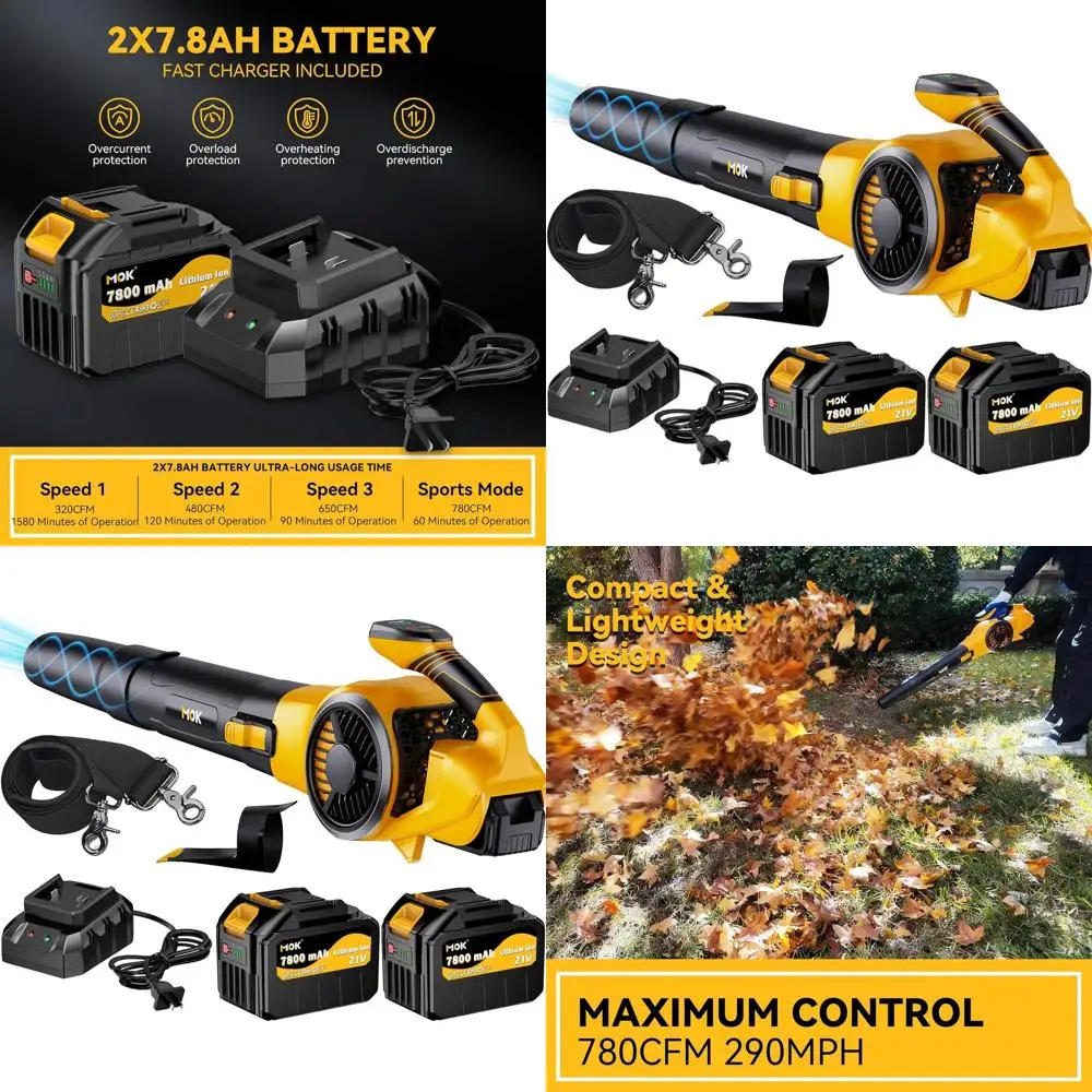 78CM Electric Leaf Blower with 2x7.8Ah Batteries, 3-Speed & Turbo, Rubber-Coated Shovel, Shoulder Strap, Lawn Care Tool
78CM Electric Leaf Blower with 2x7.8Ah Batteries, 3-Speed & Turbo, Rubber-Coated Shovel, Shoulder Strap, Lawn Care Tool