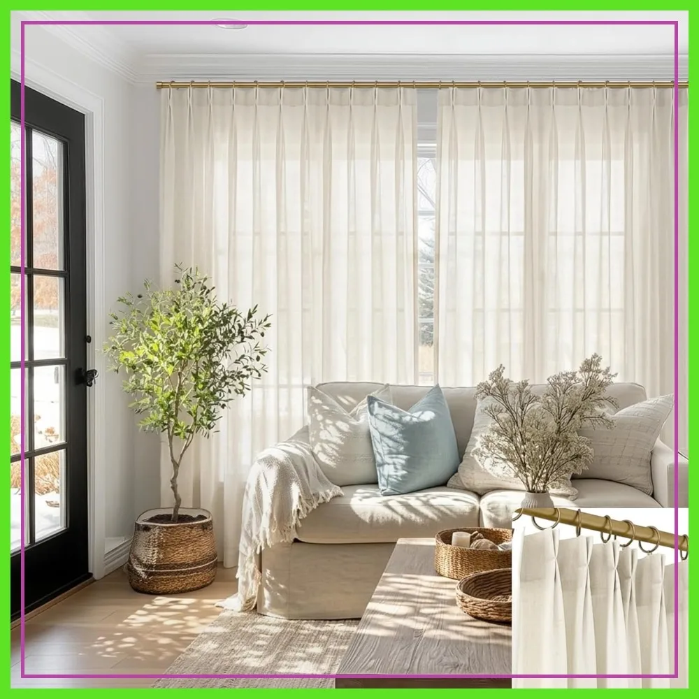 70 Inch Wide Pinch Pleated Linen Curtains 96 Inch Long, Light Filtering Cream Semi Sheer Drapes for Living Room
70 Inch Wide Pinch Pleated Linen Curtains 96 Inch Long, Light Filtering Cream Semi Sheer Drapes for Living Room