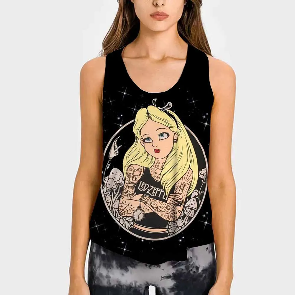V-Neck T-shirts Women's Vest Summer Casual Disney Princess print Sleeveless Loose Basic Tops Tees Streetwear Female Clothing
V-Neck T-shirts Women's Vest Summer Casual Disney Princess print Sleeveless Loose Basic Tops Tees Streetwear Female Clothing