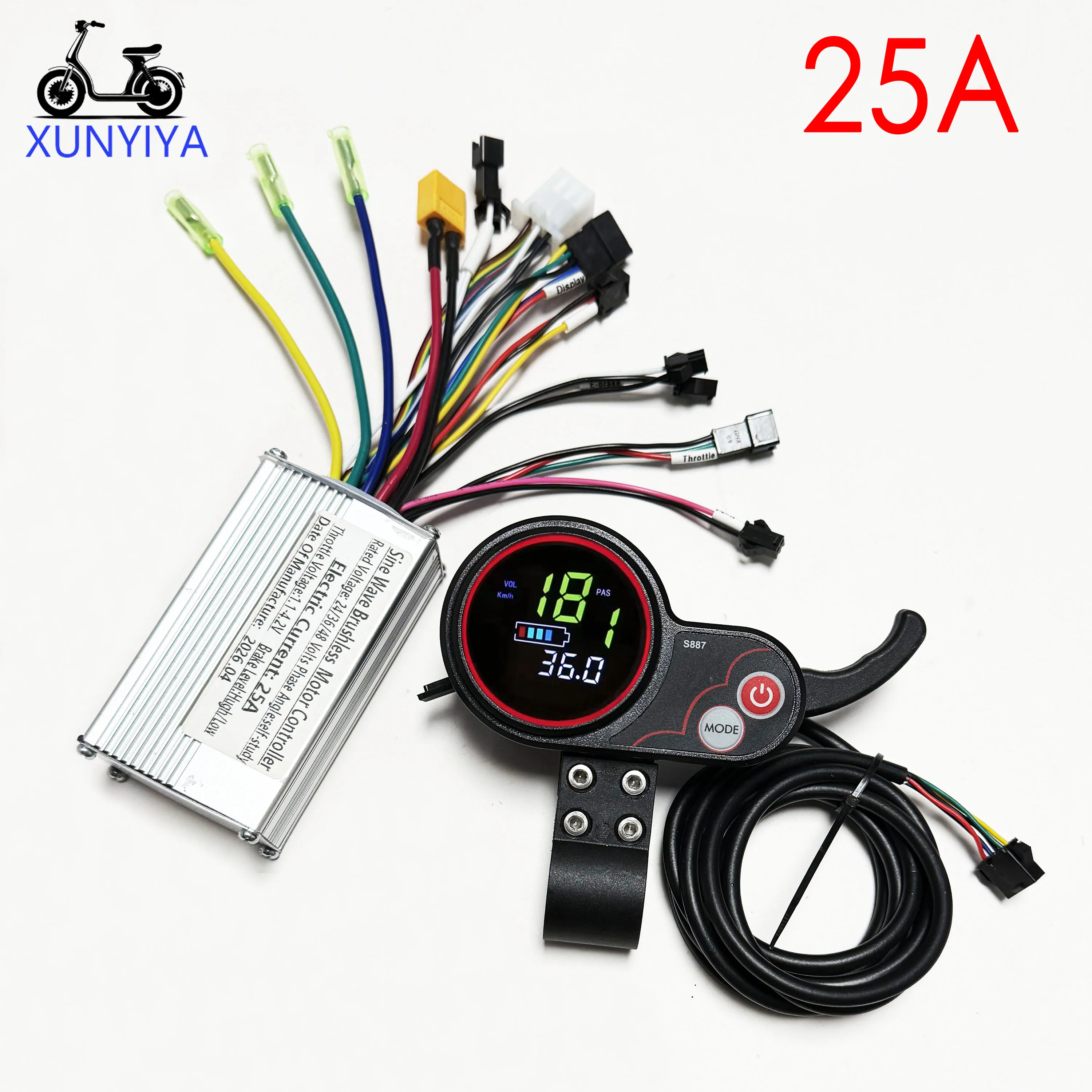 25A 24V/36V/48V Sine Wave Controller 350W with 5-Pin S877 Dashboard Communication Display Accessories for KUGOO M4 Ele-Scooter
25A 24V/36V/48V Sine Wave Controller 350W with 5-Pin S877 Dashboard Communication Display Accessories for KUGOO M4 Ele-Scooter