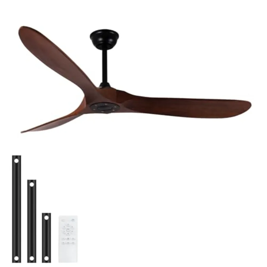 Outdoor ceiling fan for patios and porches, dark walnut wood blades, black+dark walnut finish, quiet operation and large airflo
Outdoor ceiling fan for patios and porches, dark walnut wood blades, black+dark walnut finish, quiet operation and large airflo
