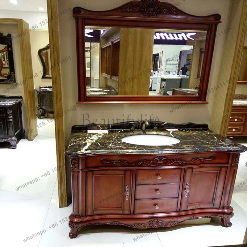 European bathroom cabinet combination American solid wood floor-to-ceiling bathroom washbasin cabinet
European bathroom cabinet combination American solid wood floor-to-ceiling bathroom washbasin cabinet