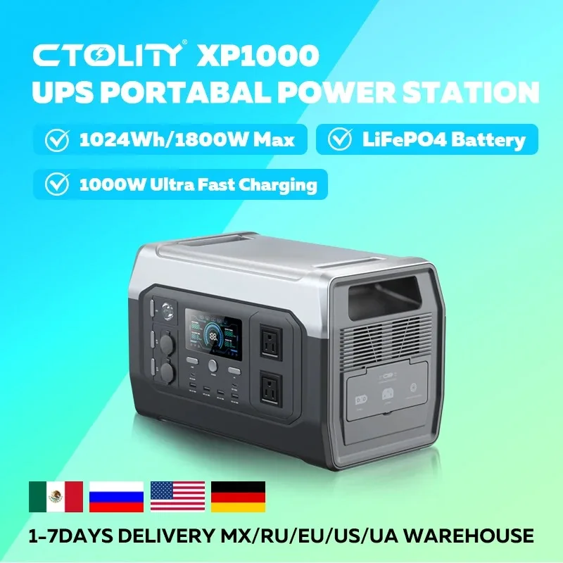 【Best-selling】 CTOLITY XP1000 1800W Portable Solar Generator Power Station 1024WH Lifepo4 Battery Camping Charging Outdoor Lapto
【Best-selling】 CTOLITY XP1000 1800W Portable Solar Generator Power Station 1024WH Lifepo4 Battery Camping Charging Outdoor Lapto