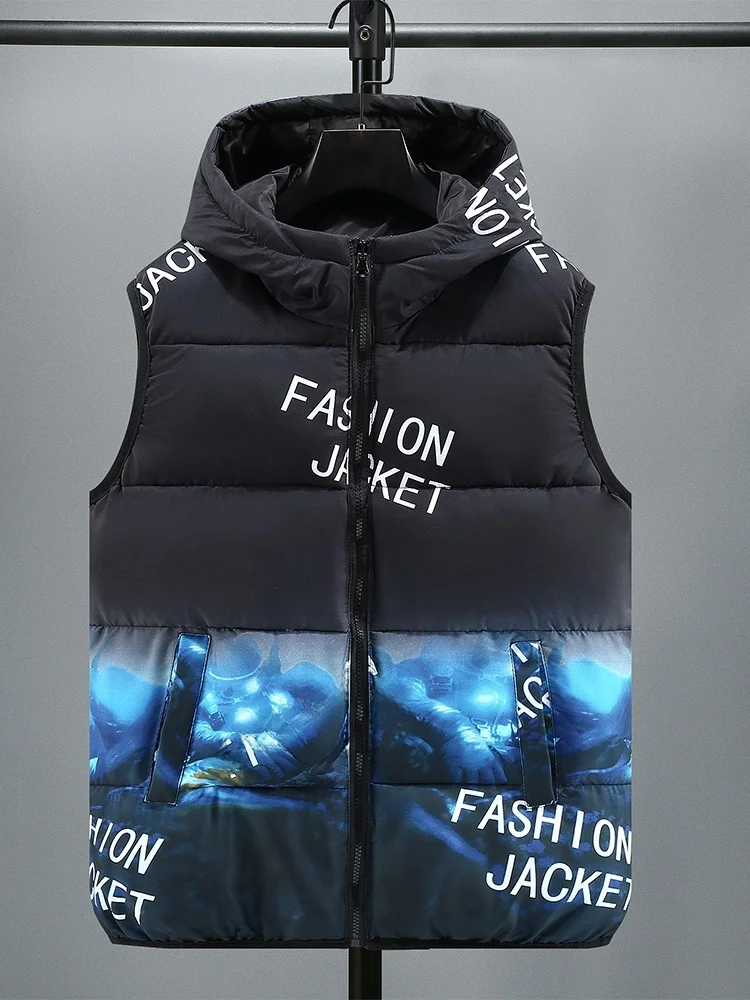 New 2023 Men's Winter Cotton Vest Double-Sided Wear Slim Fit Casual Trendy Warm Hooded Sleeveless Jacket Youth Popular Style
New 2023 Men's Winter Cotton Vest Double-Sided Wear Slim Fit Casual Trendy Warm Hooded Sleeveless Jacket Youth Popular Style