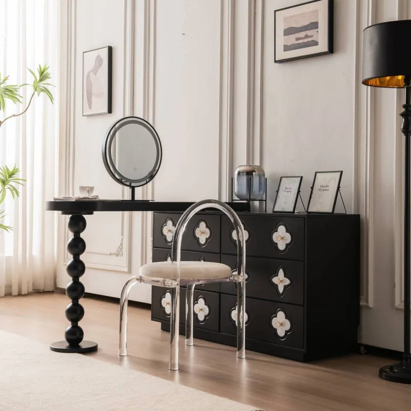 Simple fritillary dresser chest integrated premium retro black master bedroom corner makeup table
Simple fritillary dresser chest integrated premium retro black master bedroom corner makeup table