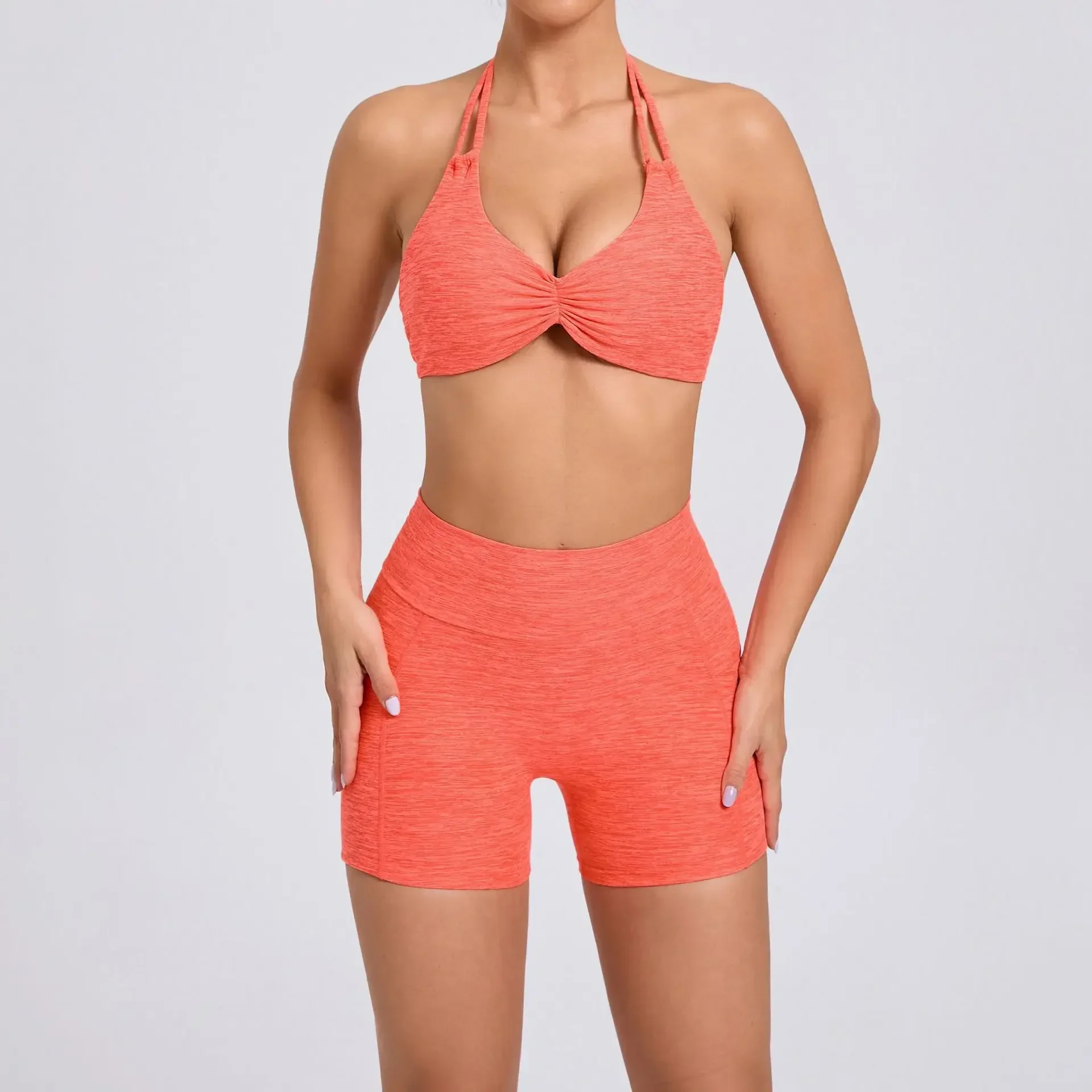 Seamless Yoga Sets Sports Fitness High Waist Hip-lifting Pockets Shorts Backless Bra Suits Workout Gym Leggings Sets for Women
Seamless Yoga Sets Sports Fitness High Waist Hip-lifting Pockets Shorts Backless Bra Suits Workout Gym Leggings Sets for Women
