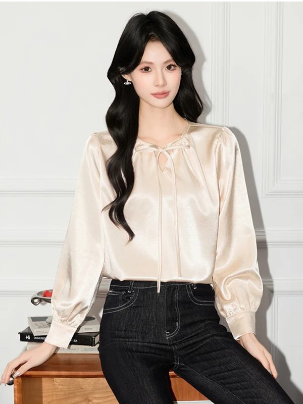 Elegant Acetate Satin Women's Shirt Casual Long Sleeve Fashionable Spring Design Versatile Comfortable Soft Polyester Blend
Elegant Acetate Satin Women's Shirt Casual Long Sleeve Fashionable Spring Design Versatile Comfortable Soft Polyester Blend