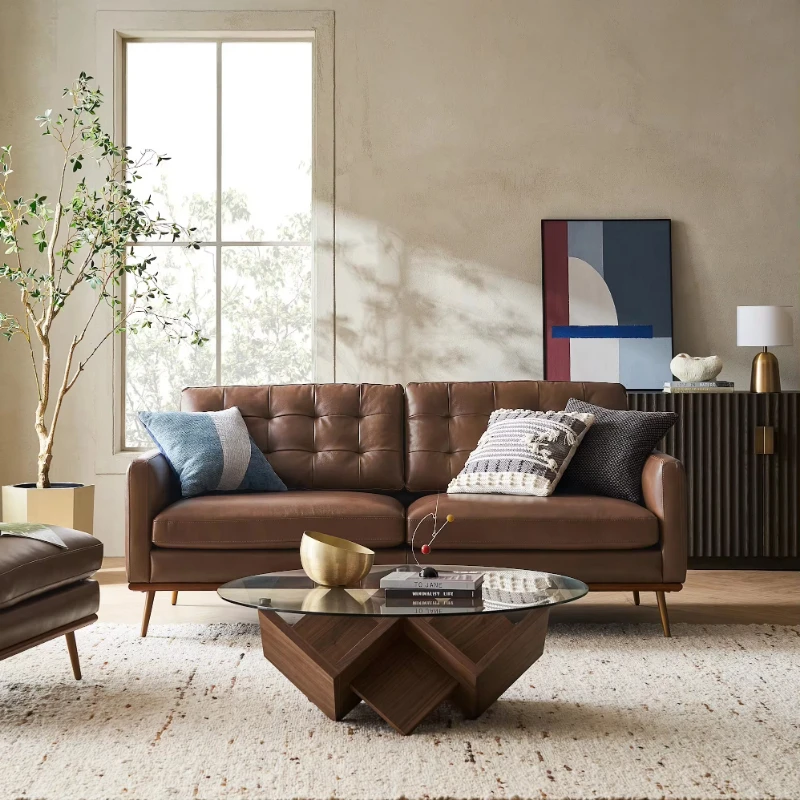 Modern design luxury wooden frame sofa two-seat leather sofa set living room sofa
Modern design luxury wooden frame sofa two-seat leather sofa set living room sofa