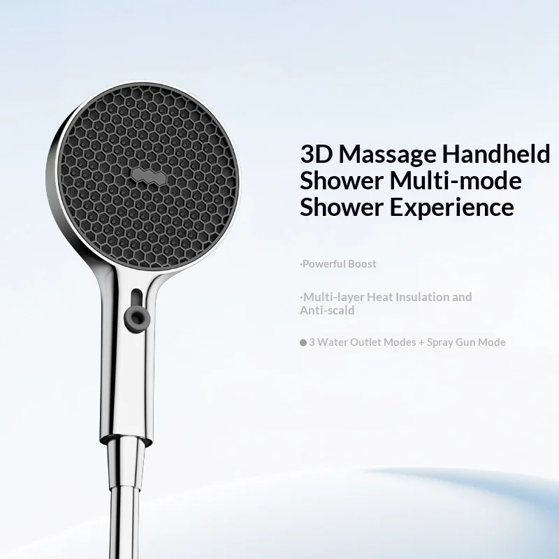 Multifunctional handheld shower head with large panel, multi-speed adjustable water outlet and pressurized water gun function
Multifunctional handheld shower head with large panel, multi-speed adjustable water outlet and pressurized water gun function