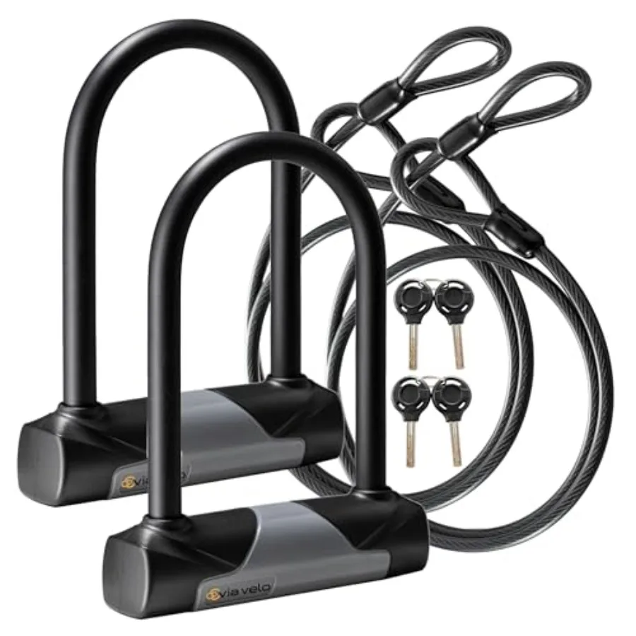 2 Bike Lock Sets with Same Key System Heavy Duty Anti-Theft Bicycle U Locks with 8 mm x 4.92ft Braided Steel 4 Keyed Alike Keys
2 Bike Lock Sets with Same Key System Heavy Duty Anti-Theft Bicycle U Locks with 8 mm x 4.92ft Braided Steel 4 Keyed Alike Keys