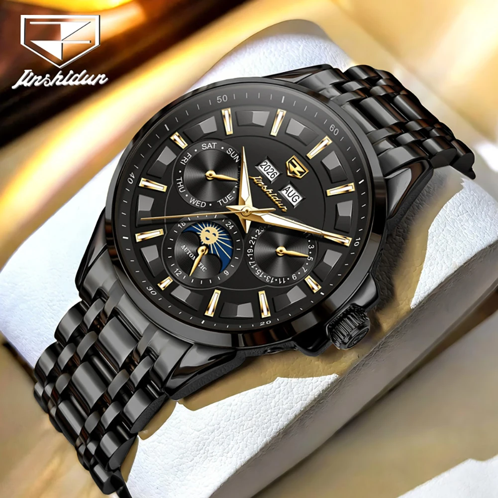 JUDUN 8997 Mechanical Movement Men Watch Calendar Dial Moon Phase Stainles Steel Strap Luminous Function 30m Waterproof Watch
JUDUN 8997 Mechanical Movement Men Watch Calendar Dial Moon Phase Stainles Steel Strap Luminous Function 30m Waterproof Watch