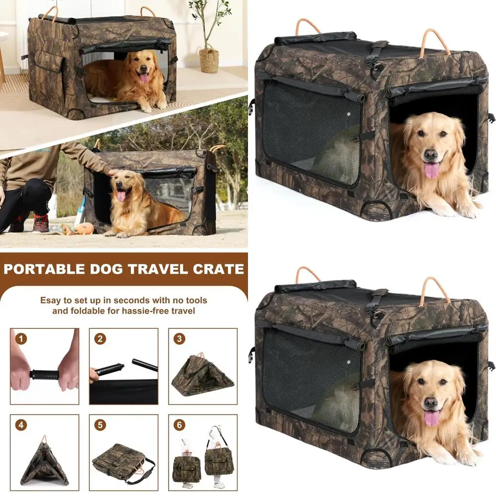 Portable Soft-Sided Dog Travel Crate, 27.5 Collapsible Kennel with 4 Doors, Camouflage, Mesh Windows, Washable Mat for Small to
Portable Soft-Sided Dog Travel Crate, 27.5 Collapsible Kennel with 4 Doors, Camouflage, Mesh Windows, Washable Mat for Small to