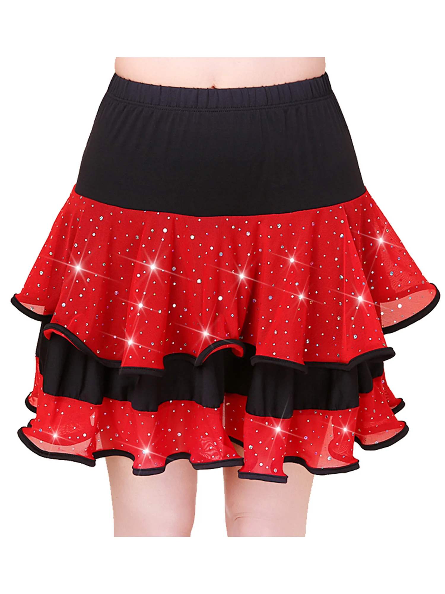 Womens Spanish Style Dancewear Latin Skirt Shiny Sequin High Waist Tiered Ruffled Hem Dance Skirt for Chacha Salsa Spanish Dance
Womens Spanish Style Dancewear Latin Skirt Shiny Sequin High Waist Tiered Ruffled Hem Dance Skirt for Chacha Salsa Spanish Dance
