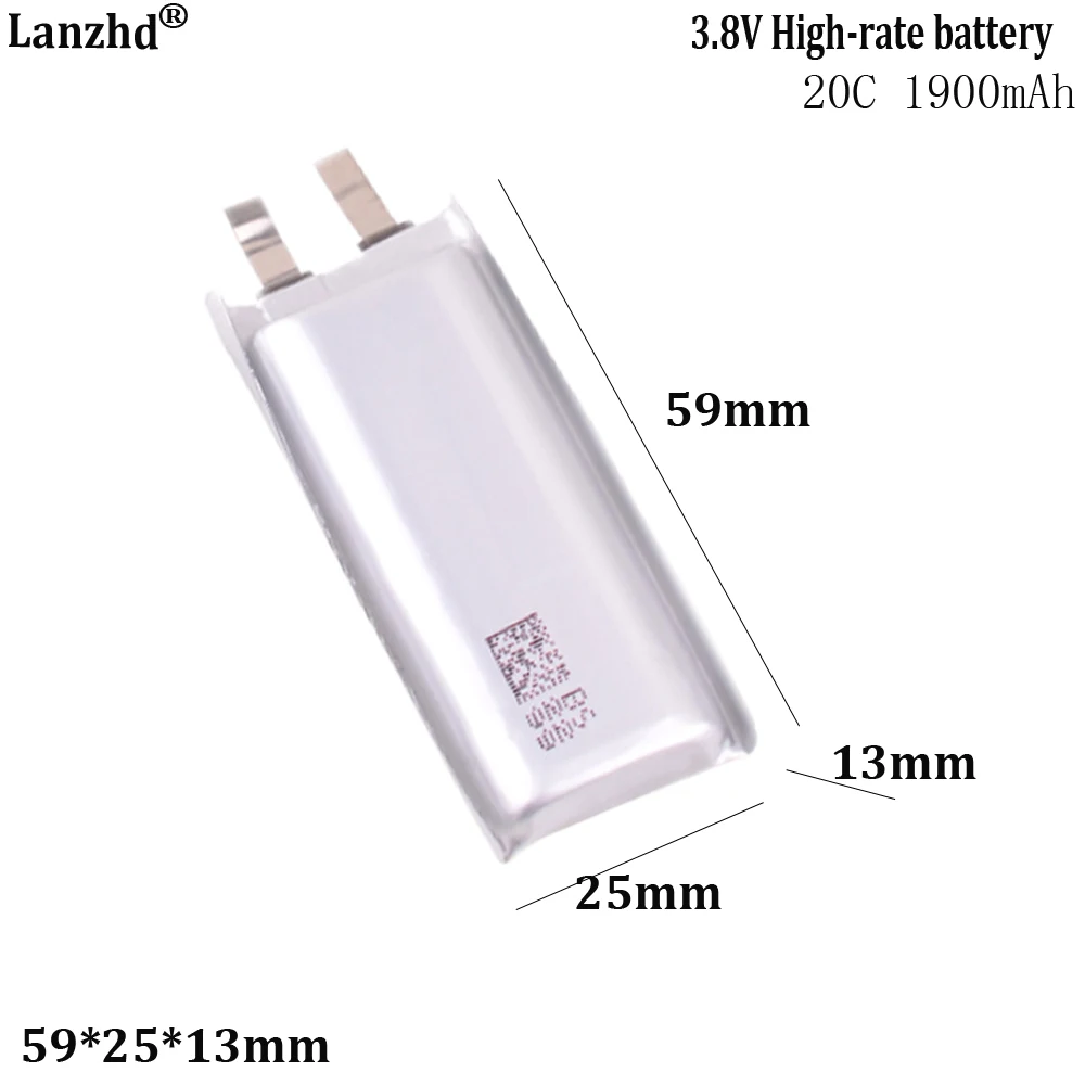 3.8V 20C high rate polymer lithium battery 1900mAh For Remote control drone model car model toy boat 132560
3.8V 20C high rate polymer lithium battery 1900mAh For Remote control drone model car model toy boat 132560