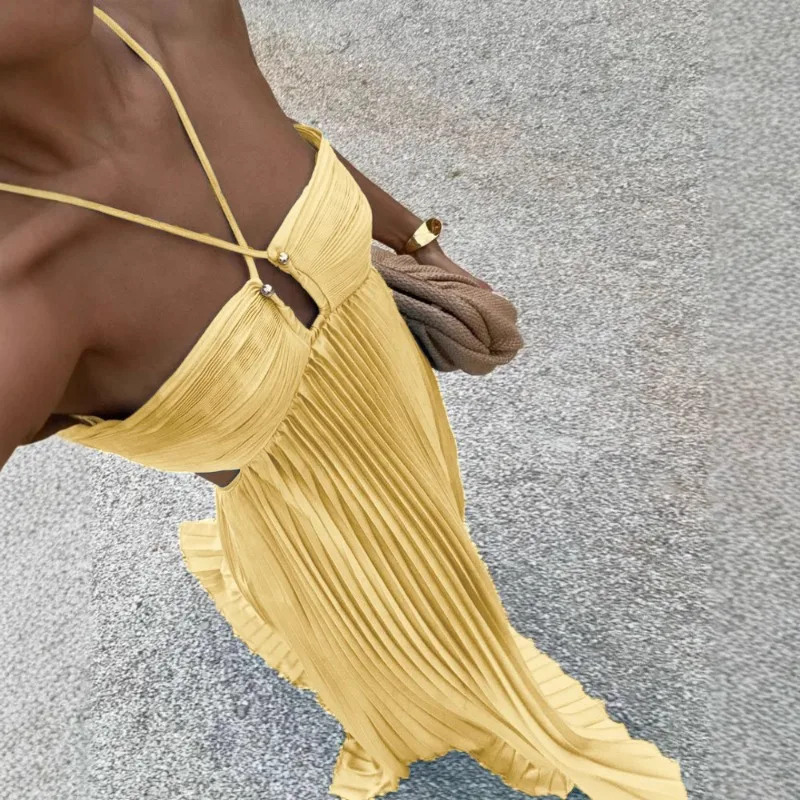 Elegant Strapless Women's Long Dresses Sleeveless Pleated Backless Party Dress 2026 French Trendy Female Fashion Sundress Y2k
Elegant Strapless Women's Long Dresses Sleeveless Pleated Backless Party Dress 2026 French Trendy Female Fashion Sundress Y2k