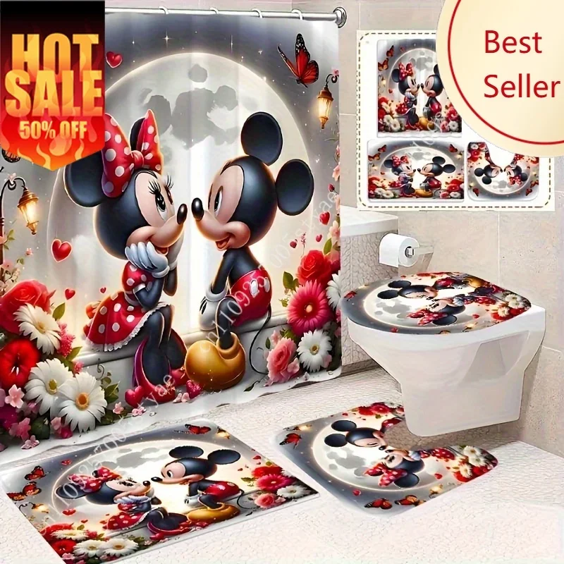 Mickey Minnie Butterfly Floral Bathroom Set Disney Cartoon Decoration Gift Shower Curtain Floor Mat Toilet Seat Cover Toilet 4PC
Mickey Minnie Butterfly Floral Bathroom Set Disney Cartoon Decoration Gift Shower Curtain Floor Mat Toilet Seat Cover Toilet 4PC