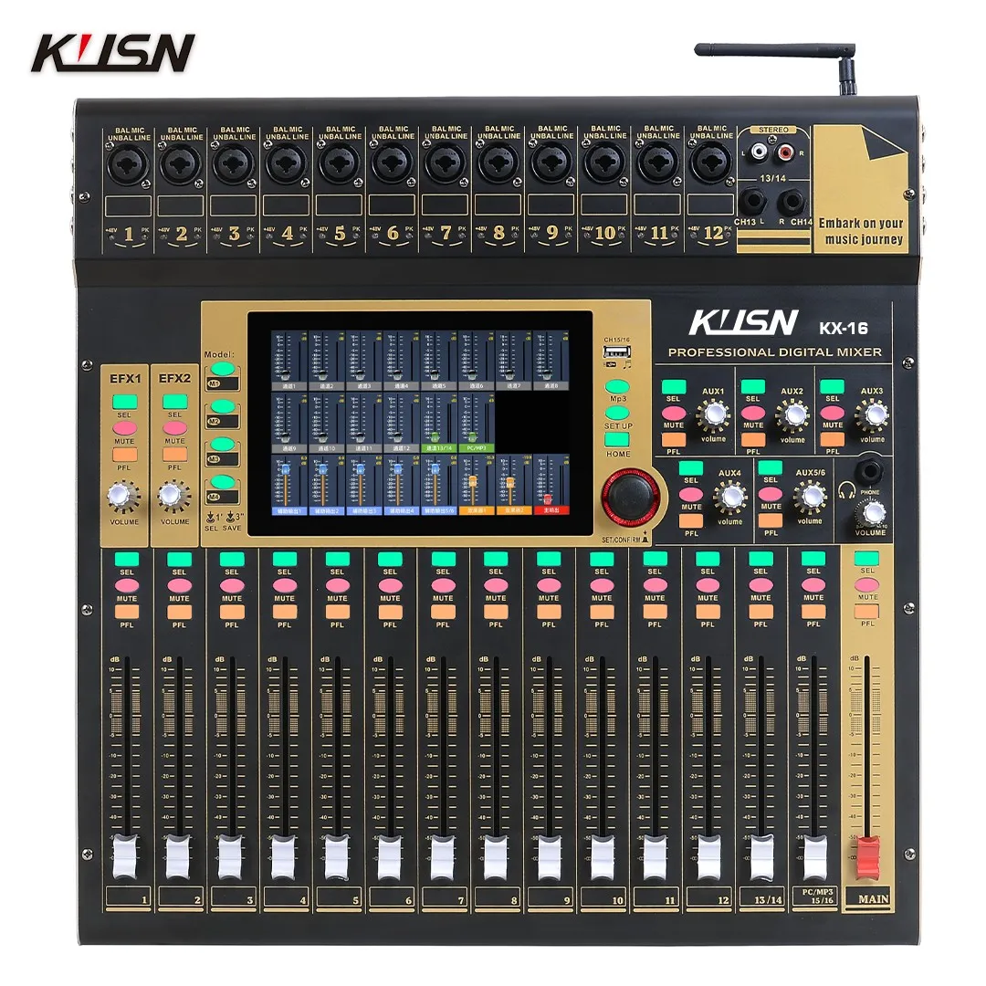 16 Channel WIFI Professional Digital Mixer Remote Control Mixing Console 16 DSP Sound Mixer Console With 7 Inch Touchscreen
16 Channel WIFI Professional Digital Mixer Remote Control Mixing Console 16 DSP Sound Mixer Console With 7 Inch Touchscreen