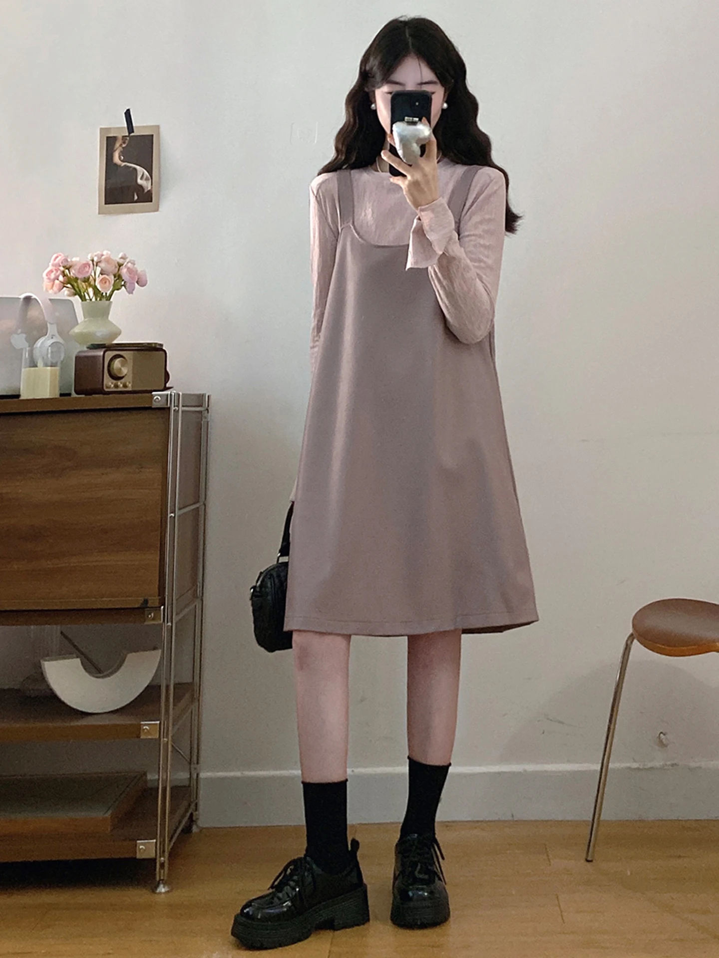 Stunning Early Autumn plus Size Set Unique Beautiful Overalls Dress High Waist Simple Style Long Sleeve round Neck Loose Fit
Stunning Early Autumn plus Size Set Unique Beautiful Overalls Dress High Waist Simple Style Long Sleeve round Neck Loose Fit