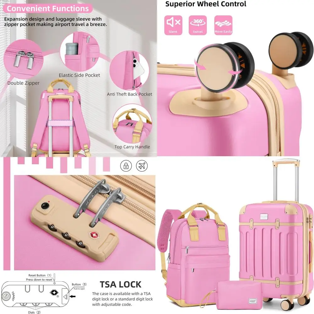 3 Piece Expandable Hardshell Suitcase Set with Wheels, TSA Lock, Lightweight Luggage for Women, Travel Backpack Included, Berry
3 Piece Expandable Hardshell Suitcase Set with Wheels, TSA Lock, Lightweight Luggage for Women, Travel Backpack Included, Berry