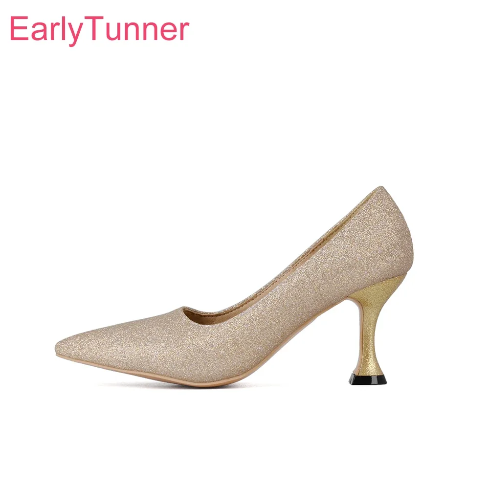 New Glamour Gold Silver Women Wedding Pumps Hot High Thin Heels Bridal Lady Shoes Plus Small Big Size 33 43 45
New Glamour Gold Silver Women Wedding Pumps Hot High Thin Heels Bridal Lady Shoes Plus Small Big Size 33 43 45