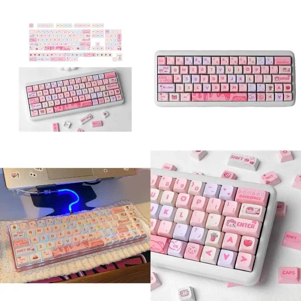 Strawberry Theme Keycaps PBT XDA Profile Keycaps for Switches Set