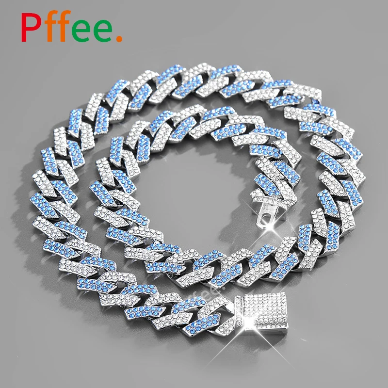 Pffee 14mm 50 60cm Silver Plated Cuban Chain Blue Zircon Rapper Jewelry Luxury Hip Hop Necklace For Men Women Birthday Gift
Pffee 14mm 50 60cm Silver Plated Cuban Chain Blue Zircon Rapper Jewelry Luxury Hip Hop Necklace For Men Women Birthday Gift