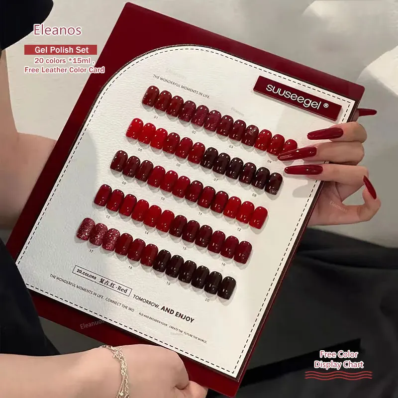 Eleanuo, 20 шт., 15 мл, осенняя красная серия, гель для полировки, смешанный полуперманентный вишнево-красный УФ-праймер для маникюрного салона, винтажный красный клей для ногтей
Eleanuo, 20 шт., 15 мл, осенняя красная серия, гель для полировки, смешанный полуперманентный вишнево-красный УФ-праймер для маникюрного салона, винтажный красный клей для ногтей