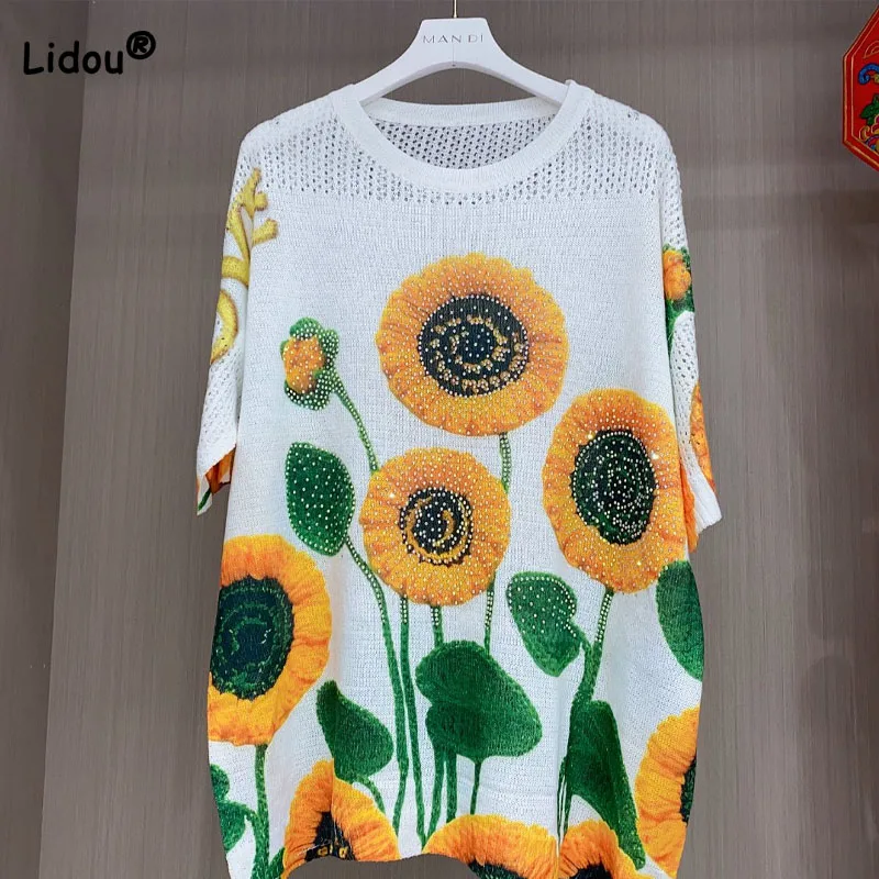 Vintage Loose Women's Floral Printed T-shirt Summer New Female Clothing Fashion Elegant Round Neck Half Sleeve Pullovers Tops
Vintage Loose Women's Floral Printed T-shirt Summer New Female Clothing Fashion Elegant Round Neck Half Sleeve Pullovers Tops