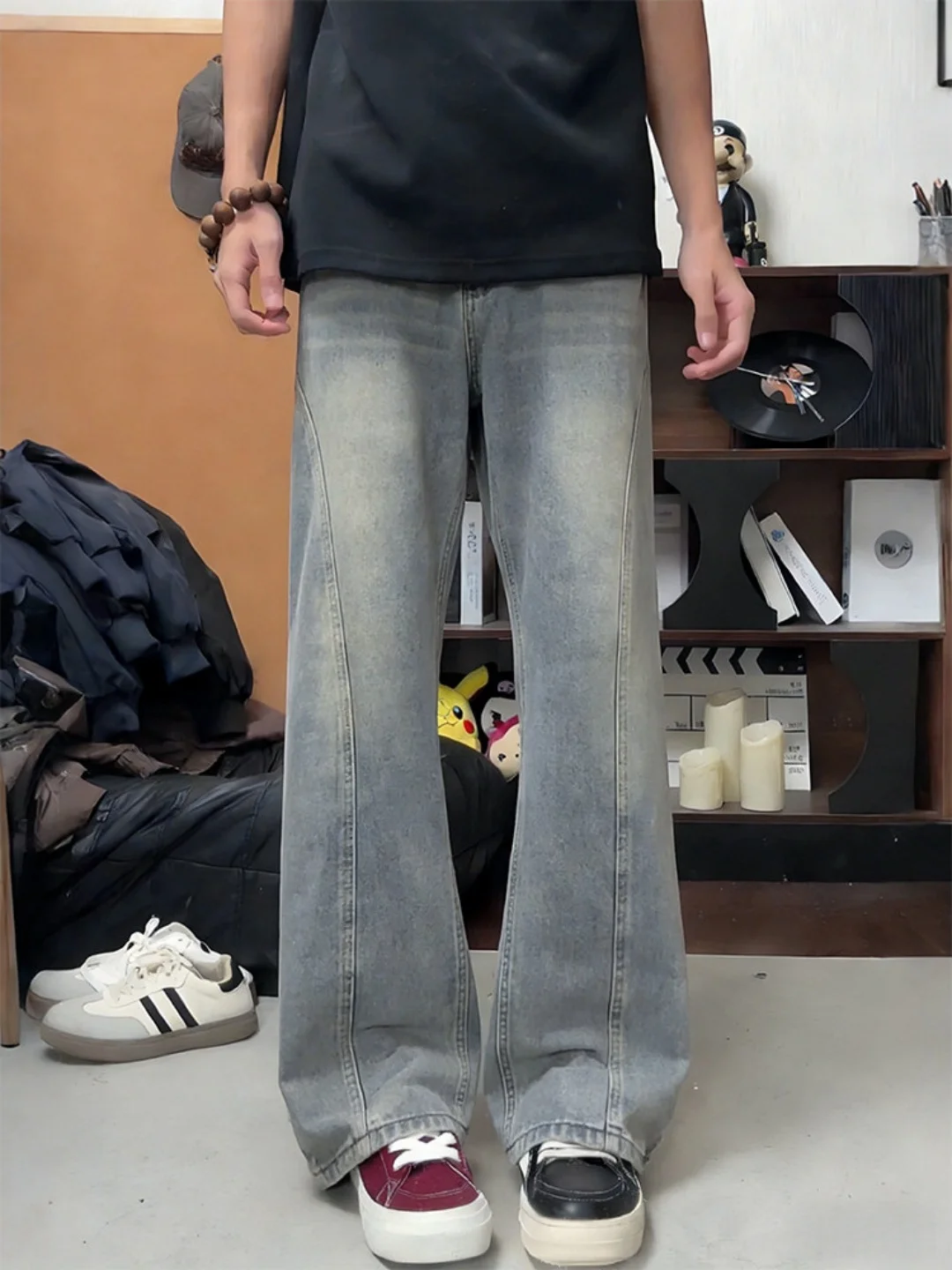 American Washed Blue Men's Slim Fit Jeans Spring Autumn Bell Bottoms Vintage Cleanfit Straight Leg Pants Youth Fashion
American Washed Blue Men's Slim Fit Jeans Spring Autumn Bell Bottoms Vintage Cleanfit Straight Leg Pants Youth Fashion