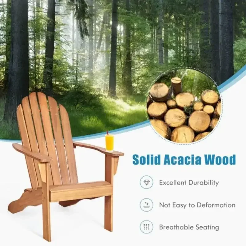 Acacia Wood Outdoor Adirondack Chair with Ergonomic Design-Natural
Acacia Wood Outdoor Adirondack Chair with Ergonomic Design-Natural