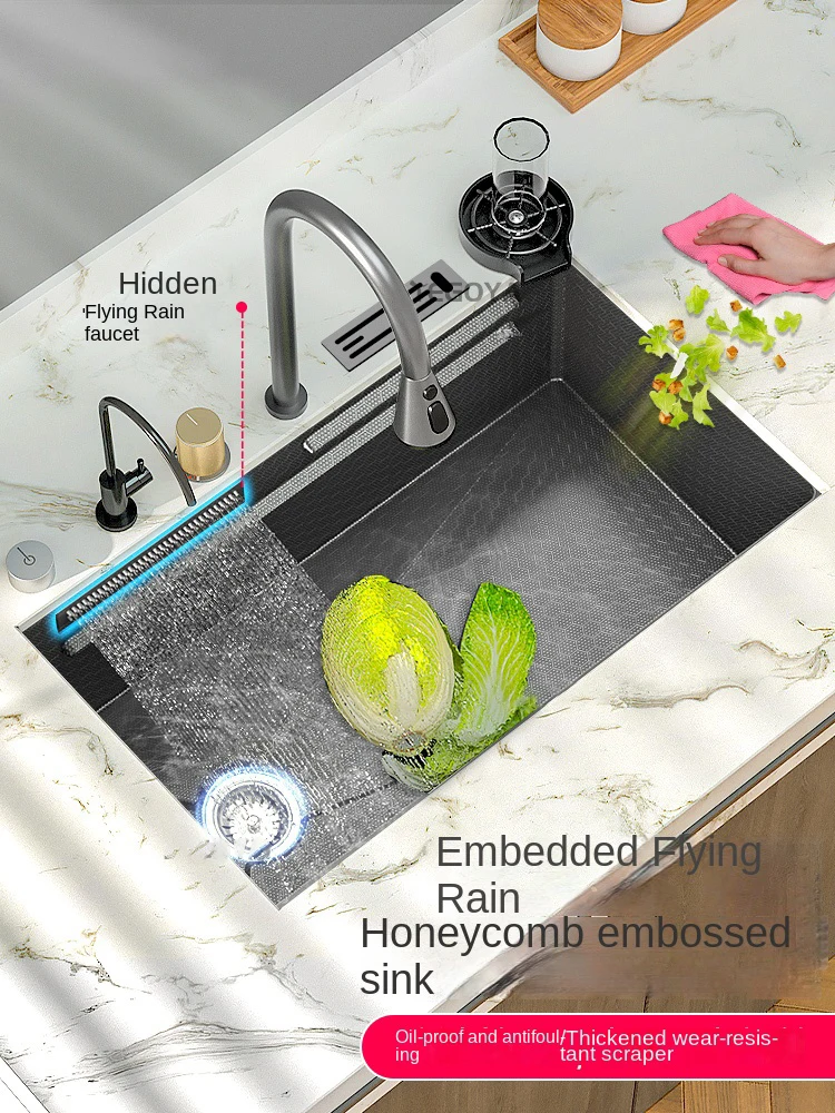 304 Stainless Steel Kitchen Waterfall Sink Digital Display Large Single Slot Dish Basin Sink With Multifunction Touch Waterfall
304 Stainless Steel Kitchen Waterfall Sink Digital Display Large Single Slot Dish Basin Sink With Multifunction Touch Waterfall