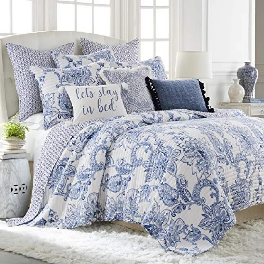 Bennett Set/Cal with Two Pillow Shams Floral Paisley 106x92in Pillow Sham Size 36x20in Reversible Cotton
Bennett Set/Cal with Two Pillow Shams Floral Paisley 106x92in Pillow Sham Size 36x20in Reversible Cotton
