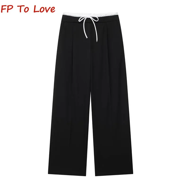 Drawstring Design Loose Wide Leg Pants PB&ZA Woman Casual Pants Double Layer Waist Wide Leg Pants 1608225
Drawstring Design Loose Wide Leg Pants PB&ZA Woman Casual Pants Double Layer Waist Wide Leg Pants 1608225