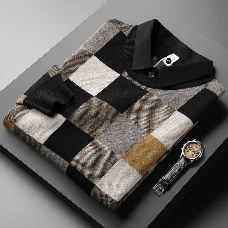and American European retro color contrast square fake two-piece sweater men's winter new fashion stitched shirt collar Pullover
and American European retro color contrast square fake two-piece sweater men's winter new fashion stitched shirt collar Pullover