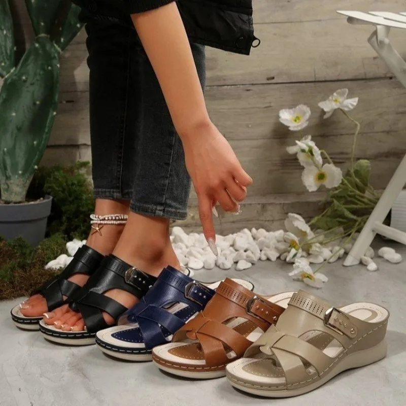 Women Wedge Slide Sandals, PU Leather Buckle Platform Slippers, Non Slip Summer Casual Shoes, Plus Size Ladies Sandals
Women Wedge Slide Sandals, PU Leather Buckle Platform Slippers, Non Slip Summer Casual Shoes, Plus Size Ladies Sandals