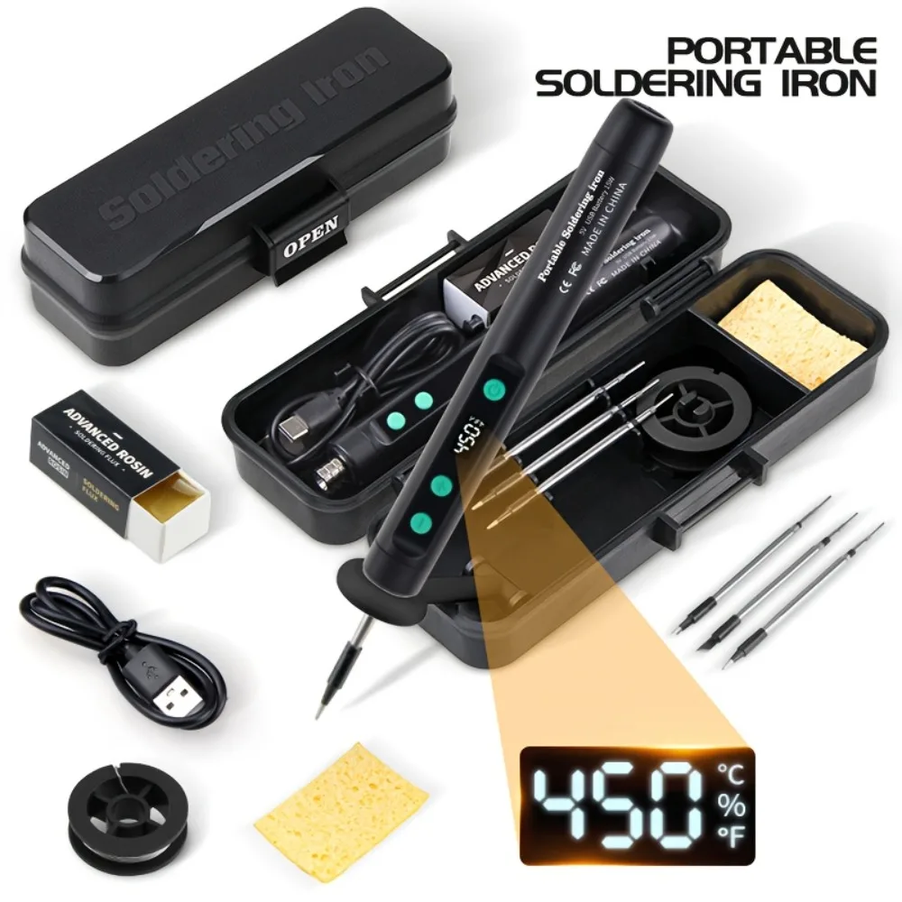 USB-паяльник с цифровым дисплеем, 5 В/15 Вт, беспроводной сварочный инструмент с регулируемой температурой для ремонта электроники и проектов DIY
USB-паяльник с цифровым дисплеем, 5 В/15 Вт, беспроводной сварочный инструмент с регулируемой температурой для ремонта электроники и проектов DIY