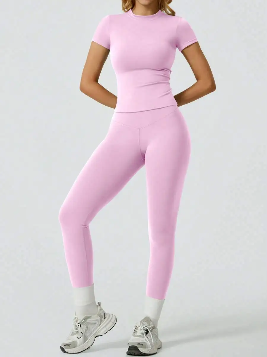 Women Solid Color Minimalist Casual Sports Set Pink Summer
Women Solid Color Minimalist Casual Sports Set Pink Summer