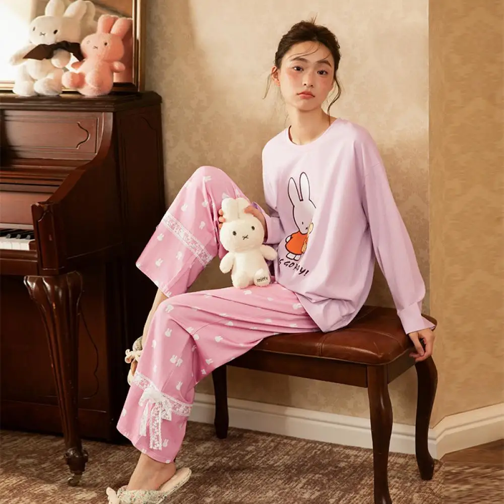 Pink Purple Miffy Pajamas Set With Bunny Pattern Lace Trim Soft Sleepwear For Women Cute Cartoon Loungewear Daily Home Wear
Pink Purple Miffy Pajamas Set With Bunny Pattern Lace Trim Soft Sleepwear For Women Cute Cartoon Loungewear Daily Home Wear