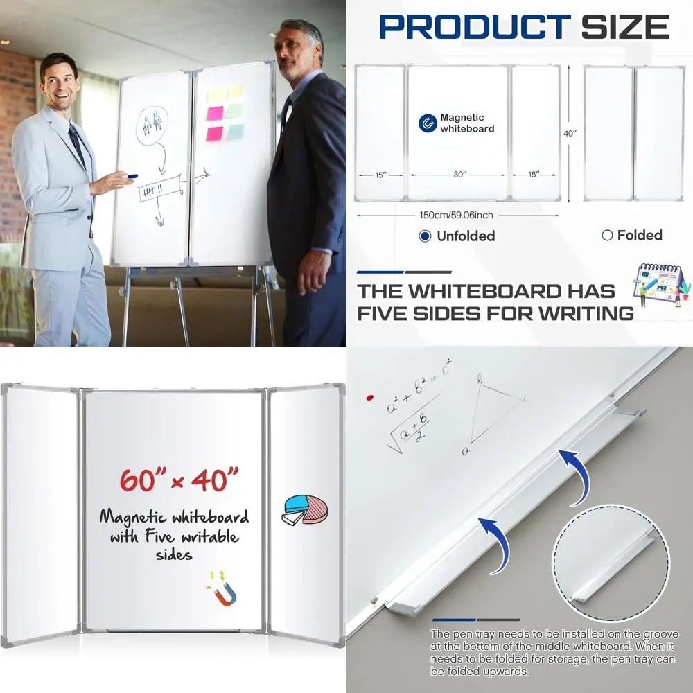 Large Magnetic Whiteboard, Foldable Dry Erase Board with Aluminum Frame and Pen Tray for Home or Office Use
Large Magnetic Whiteboard, Foldable Dry Erase Board with Aluminum Frame and Pen Tray for Home or Office Use
