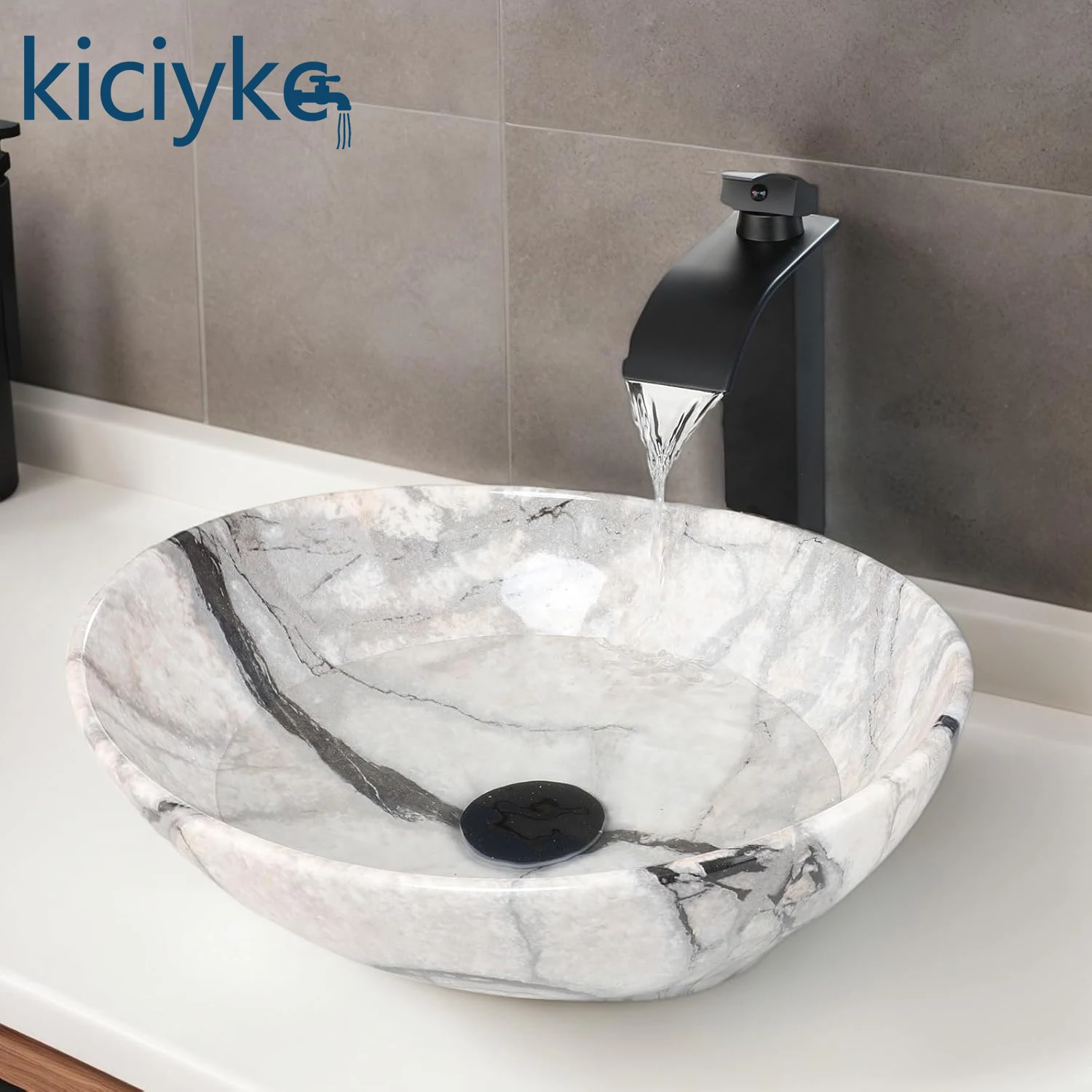 Countertop Basin Sink Marbling White Black Wash Basin Sink with Mixer Tap and Waste Set, Ceramic Sinks Oval Countertop Basins
Countertop Basin Sink Marbling White Black Wash Basin Sink with Mixer Tap and Waste Set, Ceramic Sinks Oval Countertop Basins